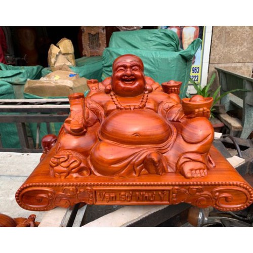 Tượng Phật Di Lặc gỗ hương ngang 40cm